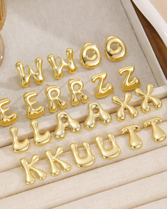 18K Gold-Plated Bubble Letter Stud Earrings